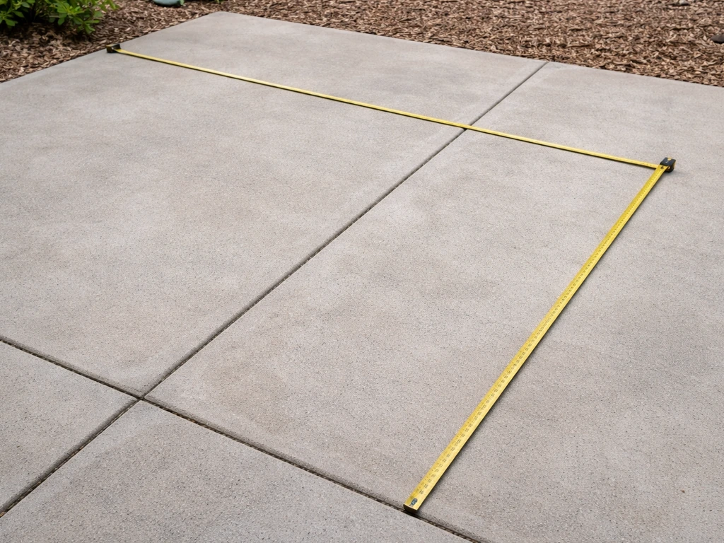 Tape measure laid on a patio surface measuring length and width for fan sizing